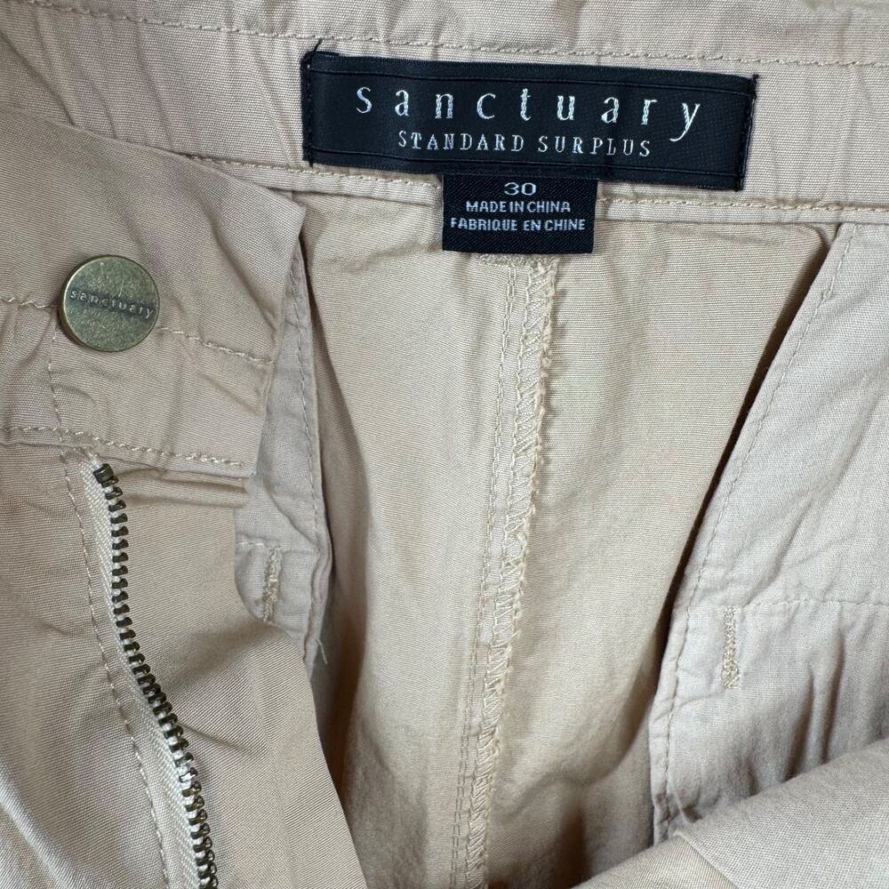 Sanctuary Womens Short 30 Tan Elastic Waist Poplin Cuffed Casual Pockets Stretch - Picture 5 of 11